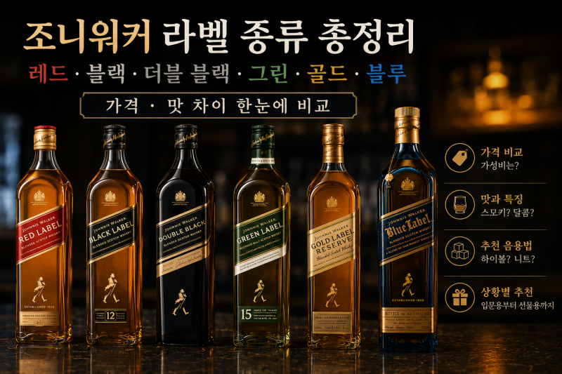조니워커 라벨 종류 총정리｜레드·블랙·더블블랙·그린·골드·블루 가격 맛 차이 비교