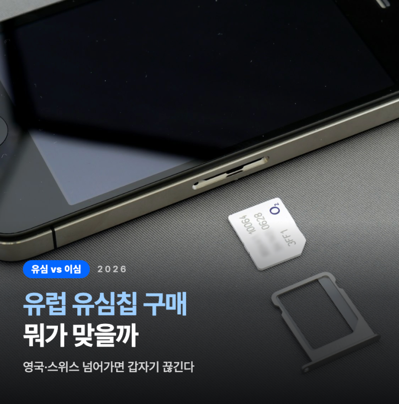 유럽 유심칩 구매 2026 | 유심 vs 이심, 상황별로 뭐가 맞는지