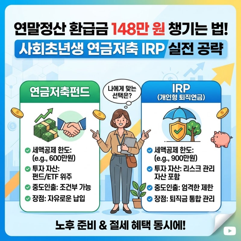 연금저축펀드 IRP 차이점 비교: 사회초년생 세액공제 및 계좌 선택 가이드