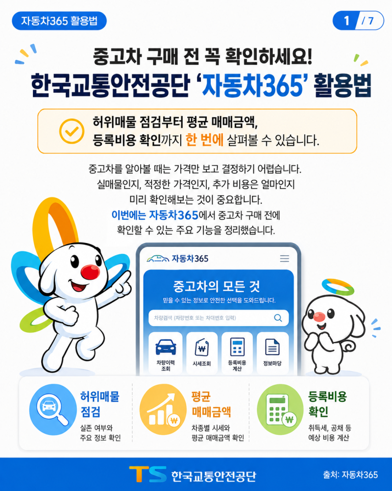 중고차 구매 전 꼭 확인하세요! 한국교통안전공단 ‘자동차365’ 활용법