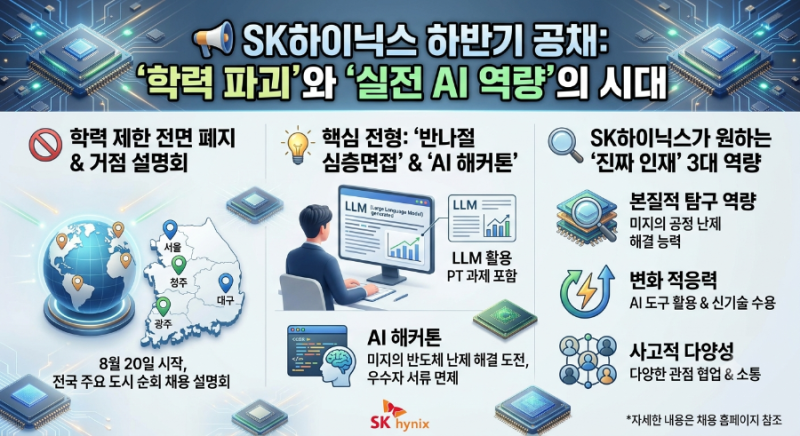 SK하이닉스 학력 제한 전면 폐지! 2026 하반기 공채 변경점 3가지와 합격 전략 (LLM 면접·AI 해커....