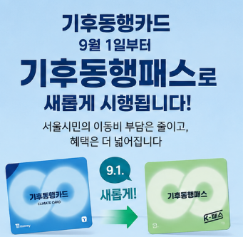 2026 기후동행카드 폐지? 9월부터 기후동행패스로 변경! 기존 카드 종료일·요금·K패스 전환 ....