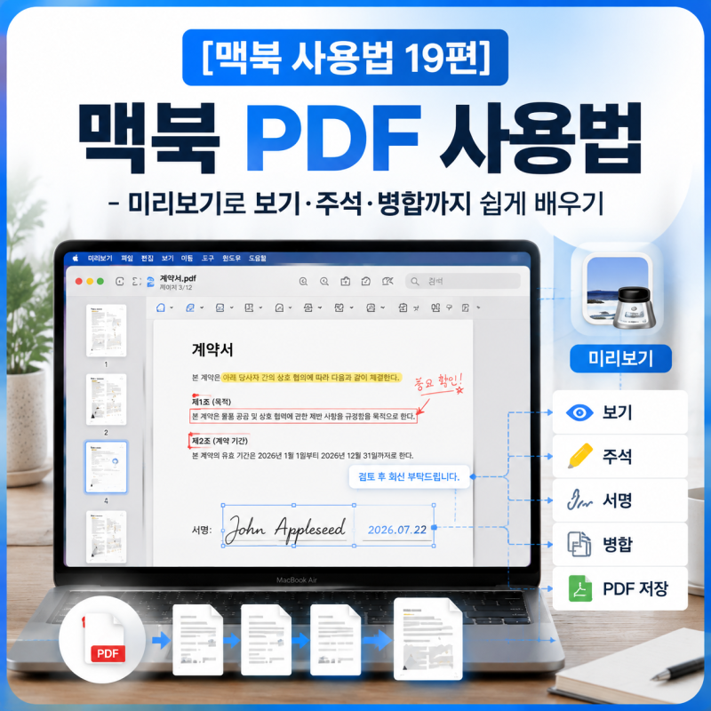 [맥북 사용법 19편] 맥북 PDF 사용법 - 미리보기로 보기·주석·병합까지 쉽게 배우기