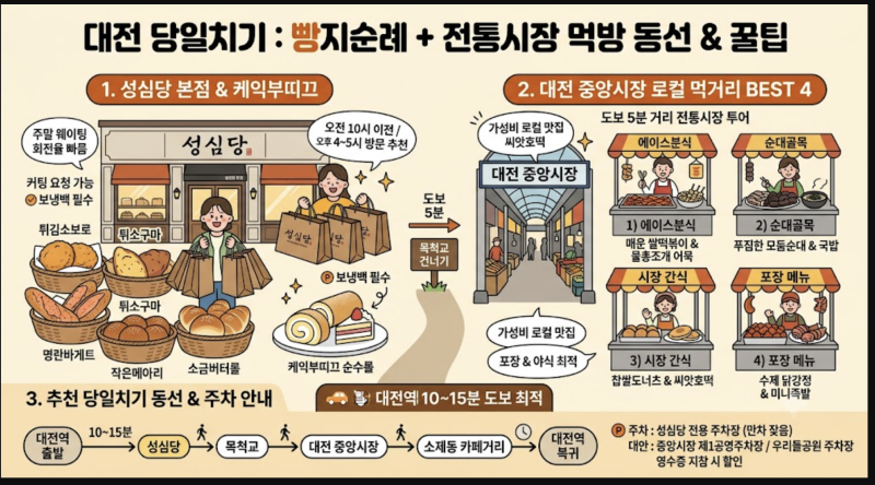 대전 당일치기 빵지순례 성심당 본점 공략법 & 도보 5분 대전 중앙시장 먹거리 총정리 (웨이....