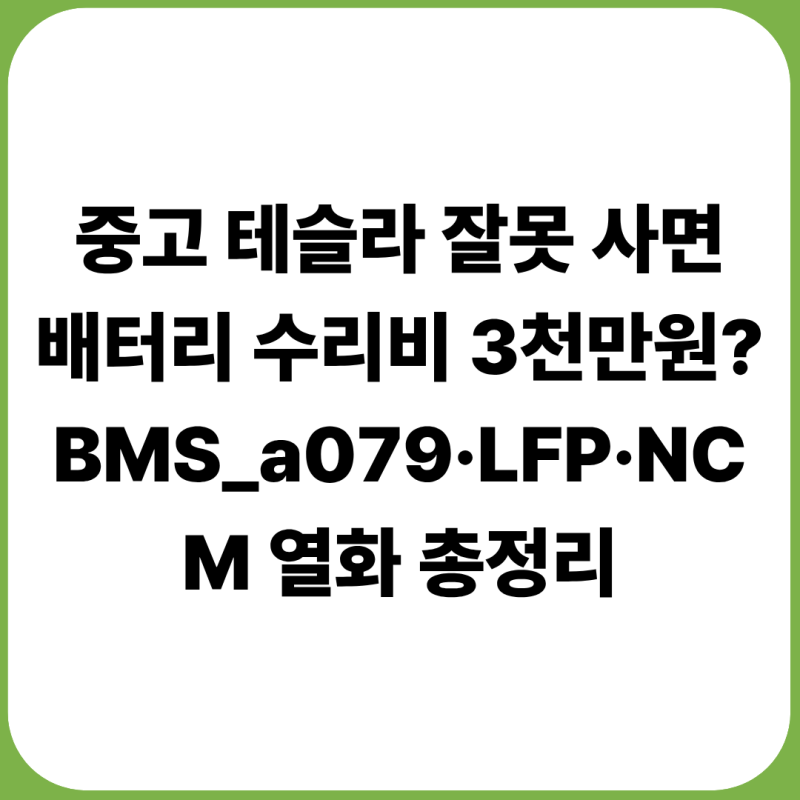 중고 테슬라 잘못 사면 배터리 수리비 3천만원? BMS_a079·LFP·NCM 열화 총정리