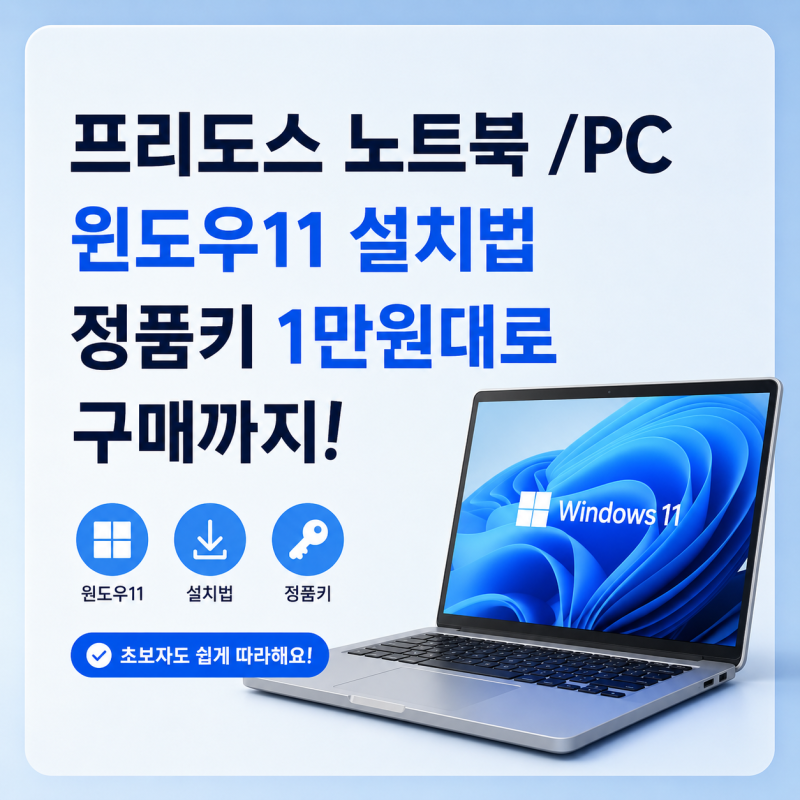 프리도스 노트북 / PC 윈도우11 설치부터 정품인증까지 정품키를 1만원으로 ? 완벽 가이드