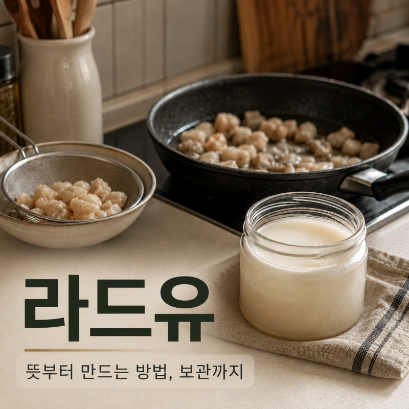 라드유 뜻 효능 만들기, 돼지기름 요리와 보관법까지