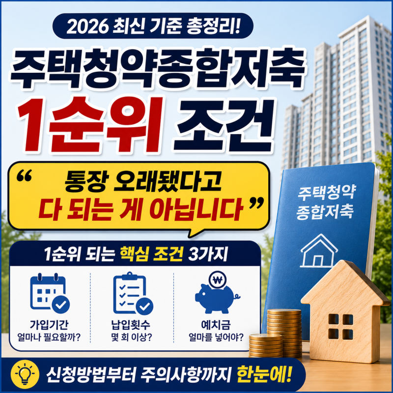 주택청약종합저축 1순위 조건 “통장 오래됐다고 다 되는 게 아닙니다”