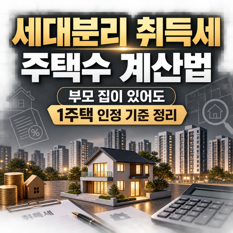 세대분리 취득세 주택수 계산법 부모 집이 있어도 1주택 인정 기준 정리