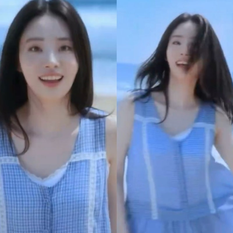 신시아 블루 체크 원피스 푸른산호초 뮤비 속 의상 정보