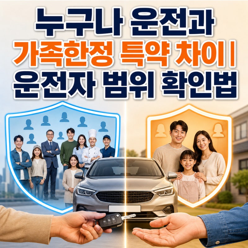 누구나 운전과 가족한정 특약 차이｜운전자 범위 확인법