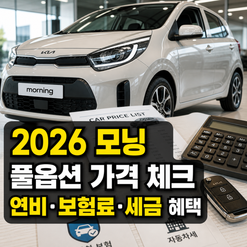 2026 모닝 신차 가격표와 풀옵션, 연비·보험료·세금 혜택