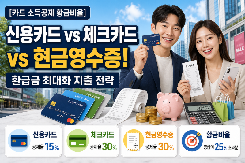 [카드 소득공제 황금비율] 신용카드 vs 체크카드 vs 현금영수증! 환급금 최대화 지출 전략