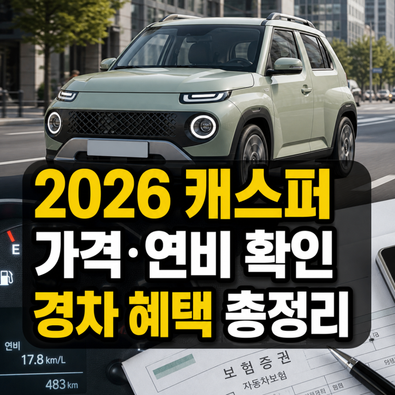 2026 캐스퍼 가격표와 연비, 보험료·경차 혜택 총정리