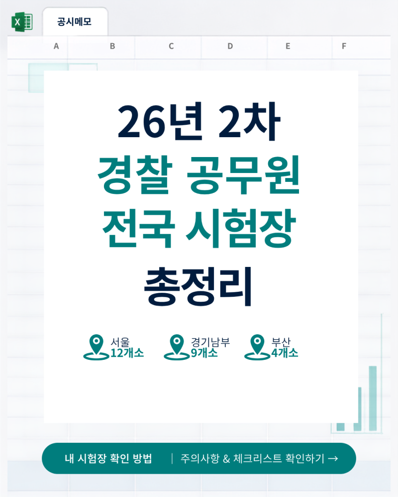 2026년 2차 경찰공무원 전국 시험장 총정리｜공채·경찰행정·101경비단·경찰특공대