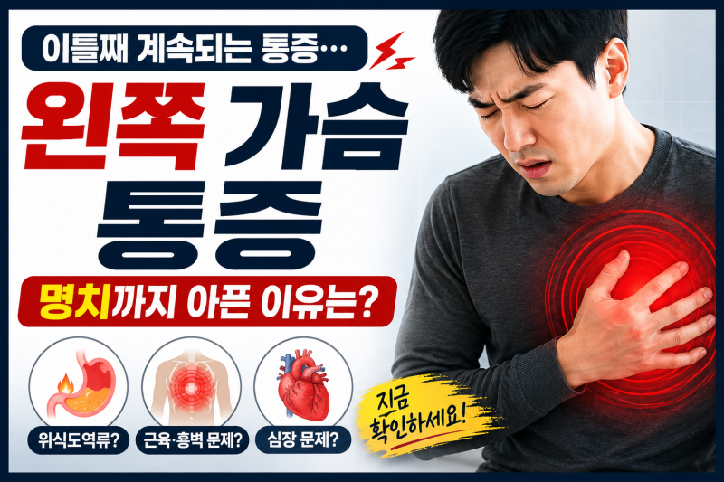 왼쪽 가슴이 콕콕 찌르듯 아픈 이유｜명치 통증까지 있다면 확인하세요