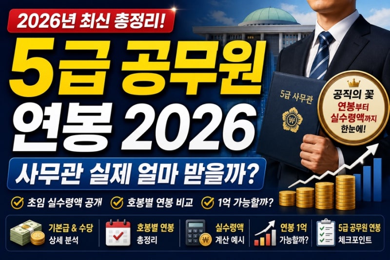 5급 공무원 연봉 2026 총정리｜사무관 월급·실수령액, 연봉 1억 가능할까?