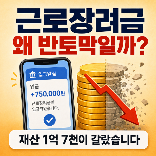근로장려금 12월에 왜 이것밖에? 재산 1억 7천이 반토막을 갈랐습니다