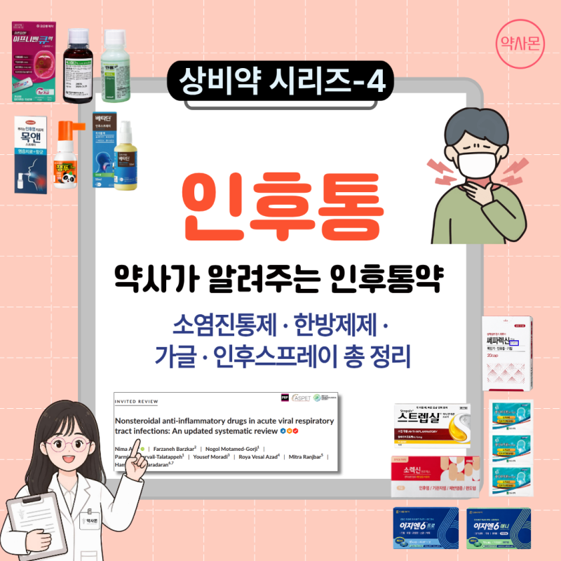[상비약 시리즈-4] 목이 아플 때 어떤 약을 먹어야 할까?- 인후통약 총정리 - 소염진통제부터 ....