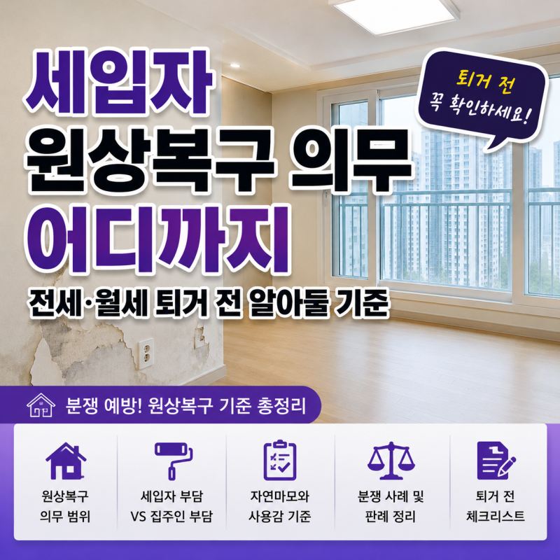"세입자 원상복구 범위 어디까지 해야될까" 전세·월세 퇴거 전 기준