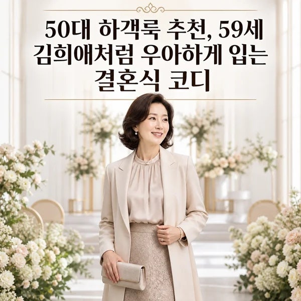 50대 하객룩 추천, 59세 김희애처럼 우아하게 입는 결혼식 코디 체크포인트