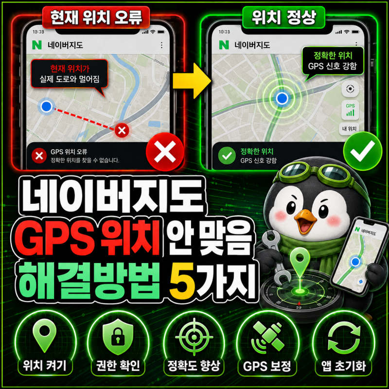 네이버지도 GPS 위치 안 맞음 현재 위치 오류 해결방법 5가지