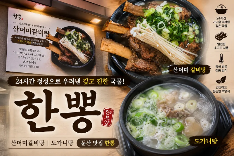 대전 둔산동 갈비탕 맛집 한뽕 산더미갈비탕과 도가니탕 제대로 먹고 온 후기