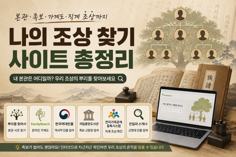 족보 없어도 가능할까? 나의 조상 찾기 사이트 홈페이지 링크 바로가기 내 본관 뿌리 찾기 총....