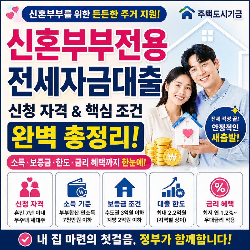 신혼부부전용 전세자금대출, 인생의 새로운 출발을 준비하는 부부들이 반드시 알아야 할 신....
