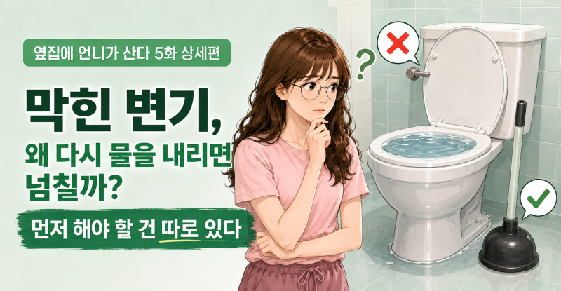 변기 뚫어뻥 사용법, 물이 안 내려갈 때 다시 내리면 안 되는 이유