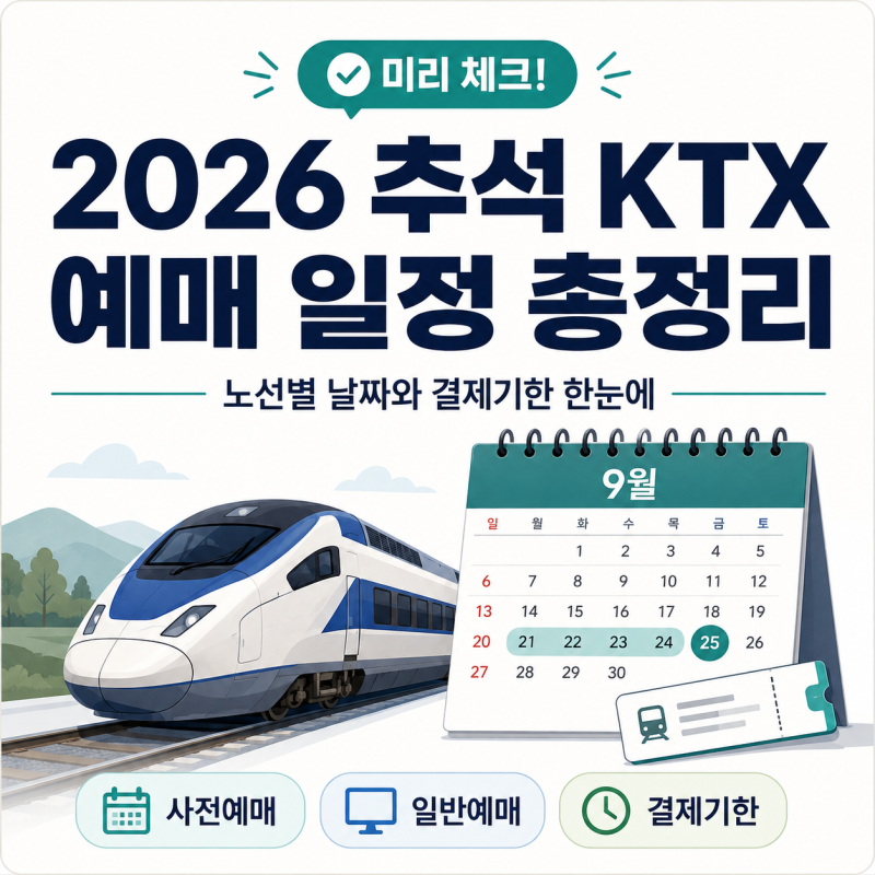 2026 추석 KTX 예매 일정 총정리 노선별 날짜와 결제기한
