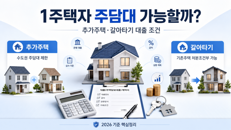1주택자 주담대 가능할까? 2026 추가주택·갈아타기 대출 조건 정리