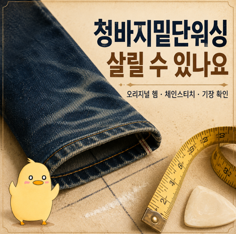 청바지밑단워싱 살리는 수선, 오리지널 헴이 비싼 진짜 이유