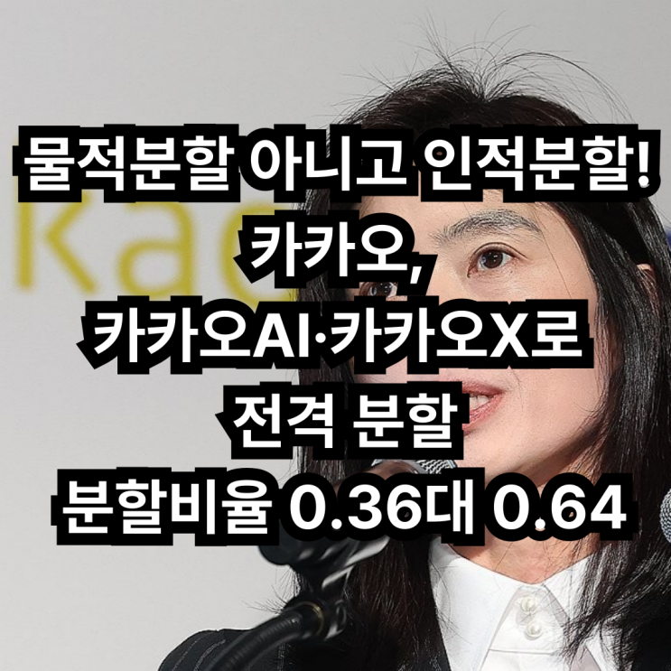 "물적<b>분할</b> 아니고 <b>인적분할</b>!" <b>카카오</b>, <b>카카오</b>AI·<b>카카오</b>X로 전격 <b>분할</b>....