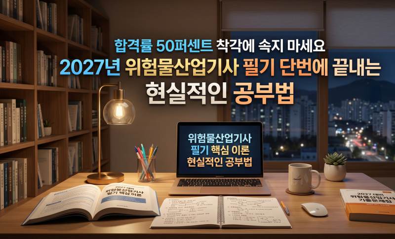 합격률 50퍼센트 착각에 속지 마세요 2027년 위험물산업기사 필기 단번에 끝내는 현실적인 공....