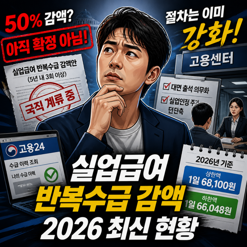 실업급여 반복수급 3회 받으면 반토막 50% 감액 사실일까? 2026년 최신 현황 정리