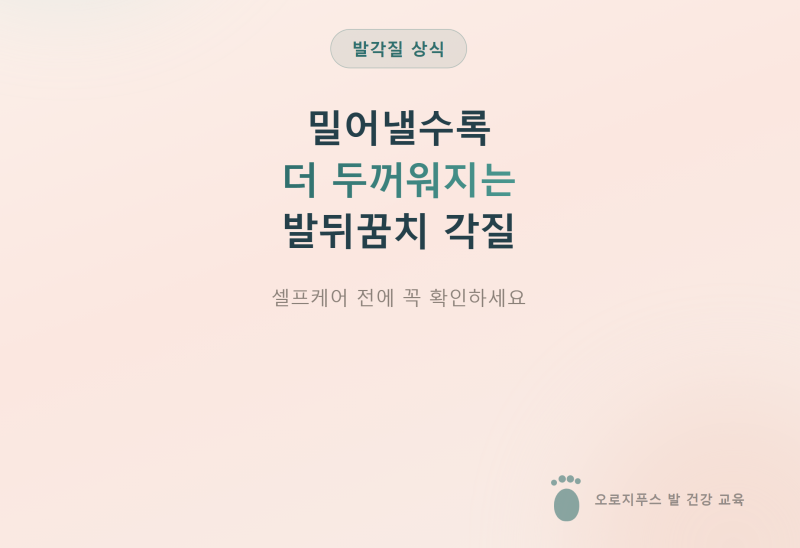 오로지푸스에서 발뒤꿈치 각질 없애는 법, 셀프케어가 오히려 굳은살을 키우는 이유