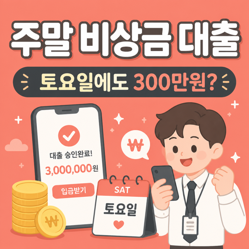 "토요일에도 300만원 급전?" 주말 비상금 대출 되나요