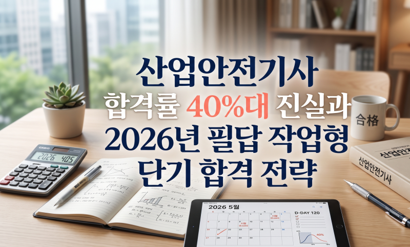 산업안전기사 합격률 40%대 진실과 2026년 필답 작업형 단기 합격 전략