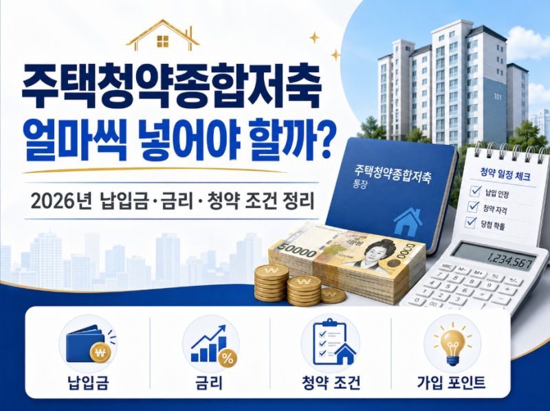 주택청약종합저축 얼마씩 넣어야 할까? 2026년 납입금·금리·청약 조건 정리