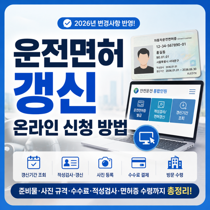 운전면허 갱신 온라인 신청 방법, 준비물부터 사진·적성검사·면허증 수령까지