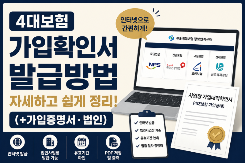 4대보험 가입확인서 발급 방법 자세하고 쉽게 정리 (+가입증명서·법인)