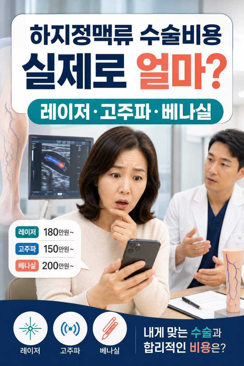 하지정맥류 수술비용 얼마? 레이저·고주파·베나실 가격 차이