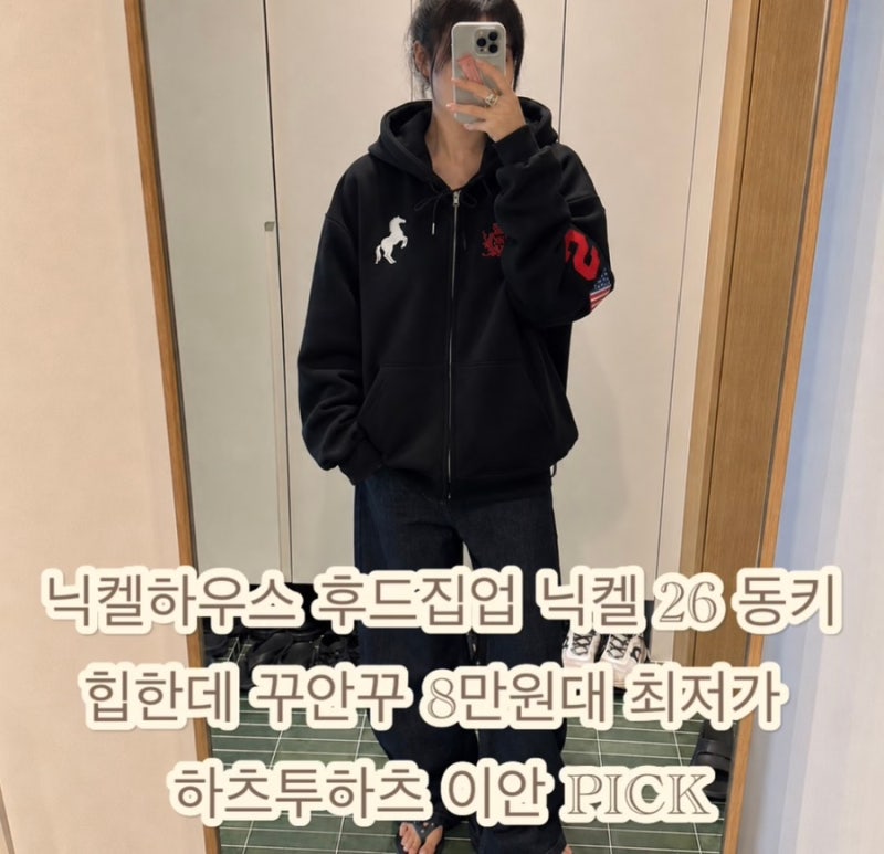 닉켈하우스 후드집업 닉켈 26 동키, 힙한데 꾸안꾸 8만원대 최저가 하츠투하츠 이안 PICK