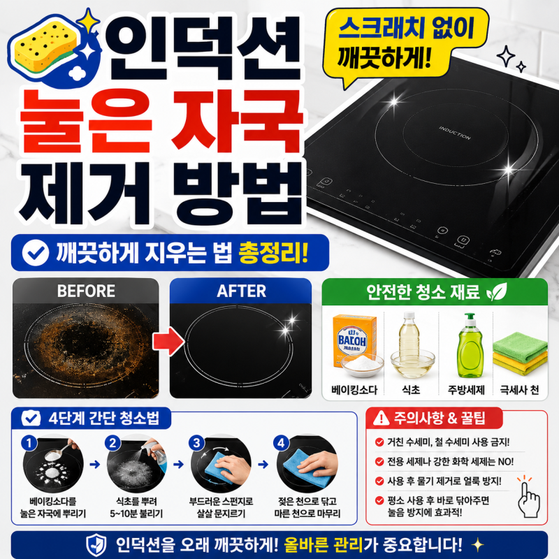 "인덕션 눌은 자국 제거 방법" 스크래치 없이 깨끗하게 지우는 법 총정리