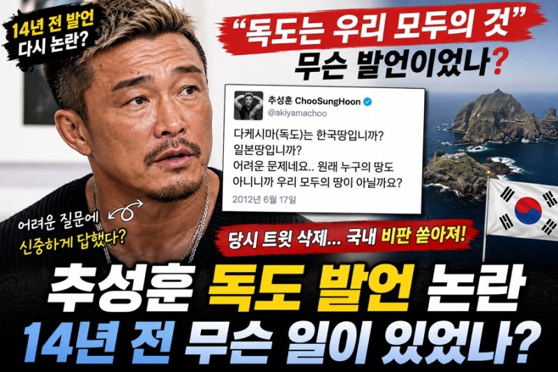 “독도는 우리 모두의 것?” 추성훈, 14년 전 발언 다시 소환…당시 논란의 진실은