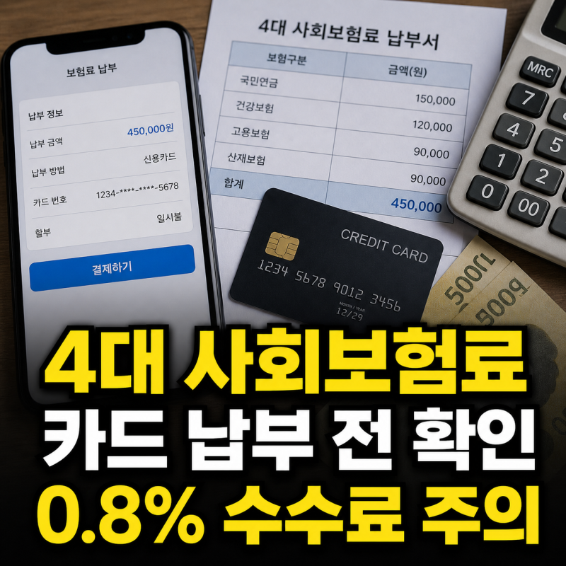 4대 사회보험료 신용카드 납부 방법, 0.8% 수수료와 자동이체 감액