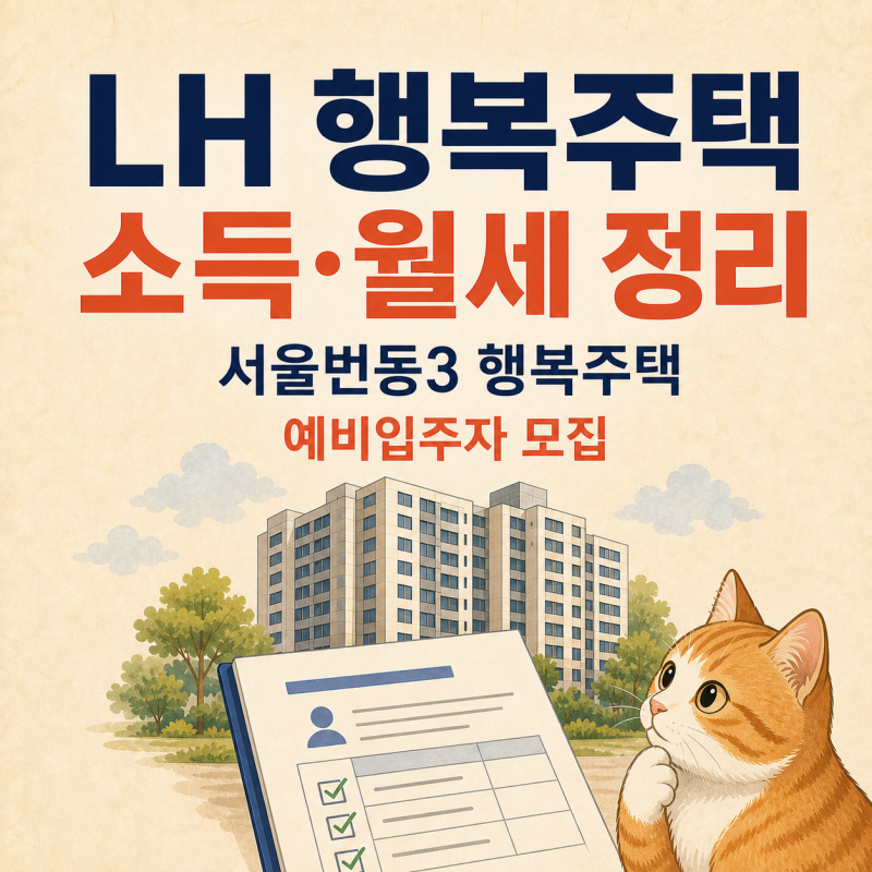 [LH 행복주택] 서울번동3 예비입주자 모집·소득·월세 정리