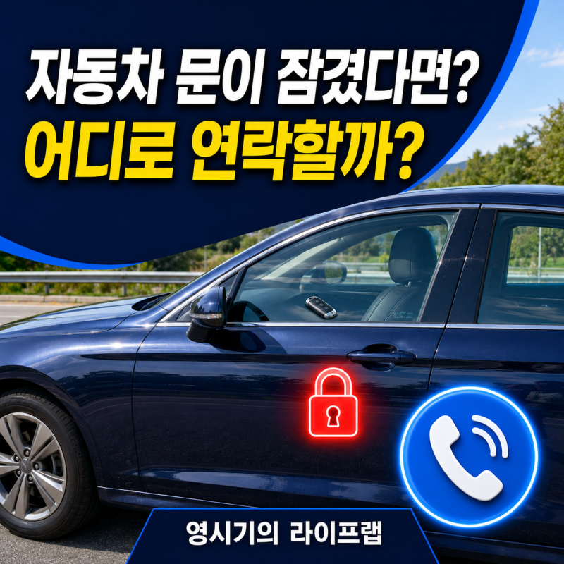 자동차 문이 갑자기 잠겼을 때 어디로 연락해야 할까요?