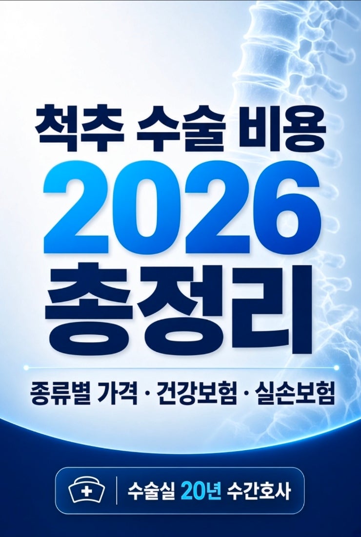 척추 수술 비용 2026 총정리 — 종류별 가격·건강보험·실손보험 (수술실 20년 수간호사)